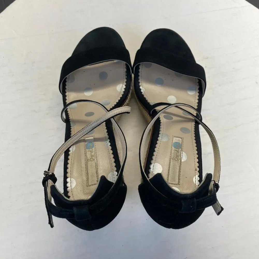 Boden Women's Platform Espadrille Wedge Sandals Black Size 41,Preppy